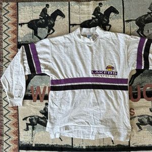 90s LA Lakers vintage long sleeve mock neck T shirt grey